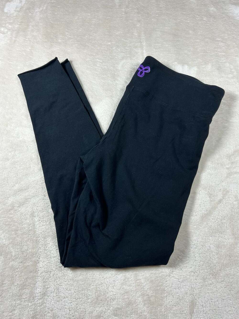 Aritzia TNA Chill High Rise Raw Hem Leggings Womens Large Black Cotton Stretch